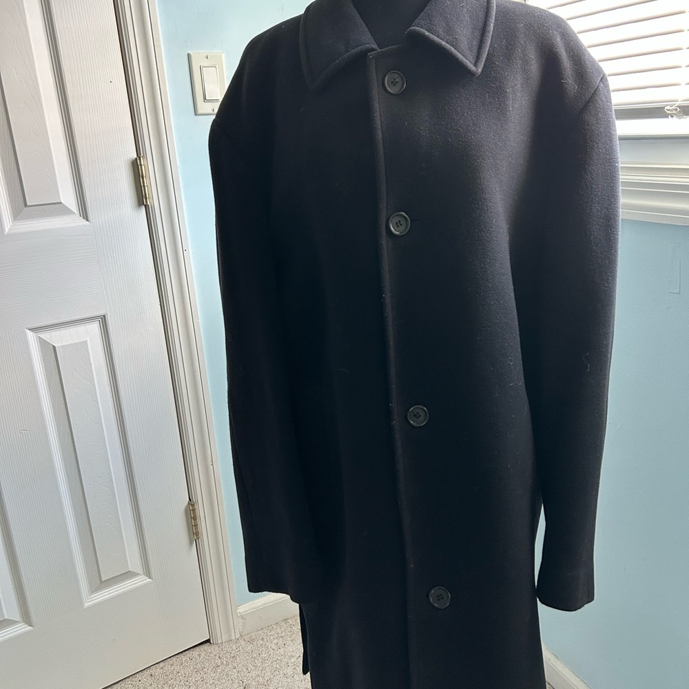Ralph Lauren Elegant Black Wool Trench Coat